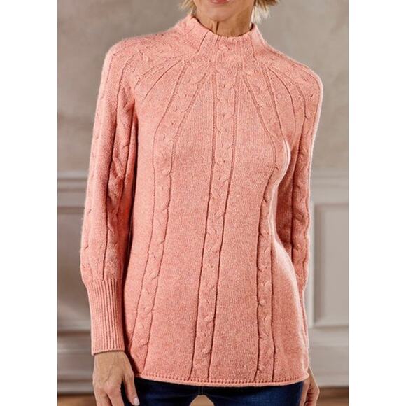 Soft Surroundings Cable Knit Mock Neck Nisette Sweater - Picture 2 of 10